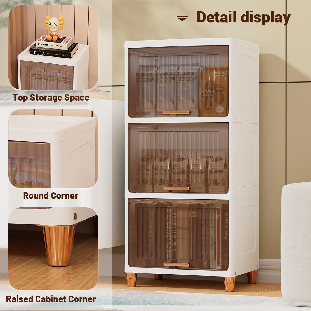Mechdel Foldable Plastic Cupboard Rack for Clothes Storage - 1 Door Transparent Wardrobe (1PCS, 45 x 38 x 34 Cm)