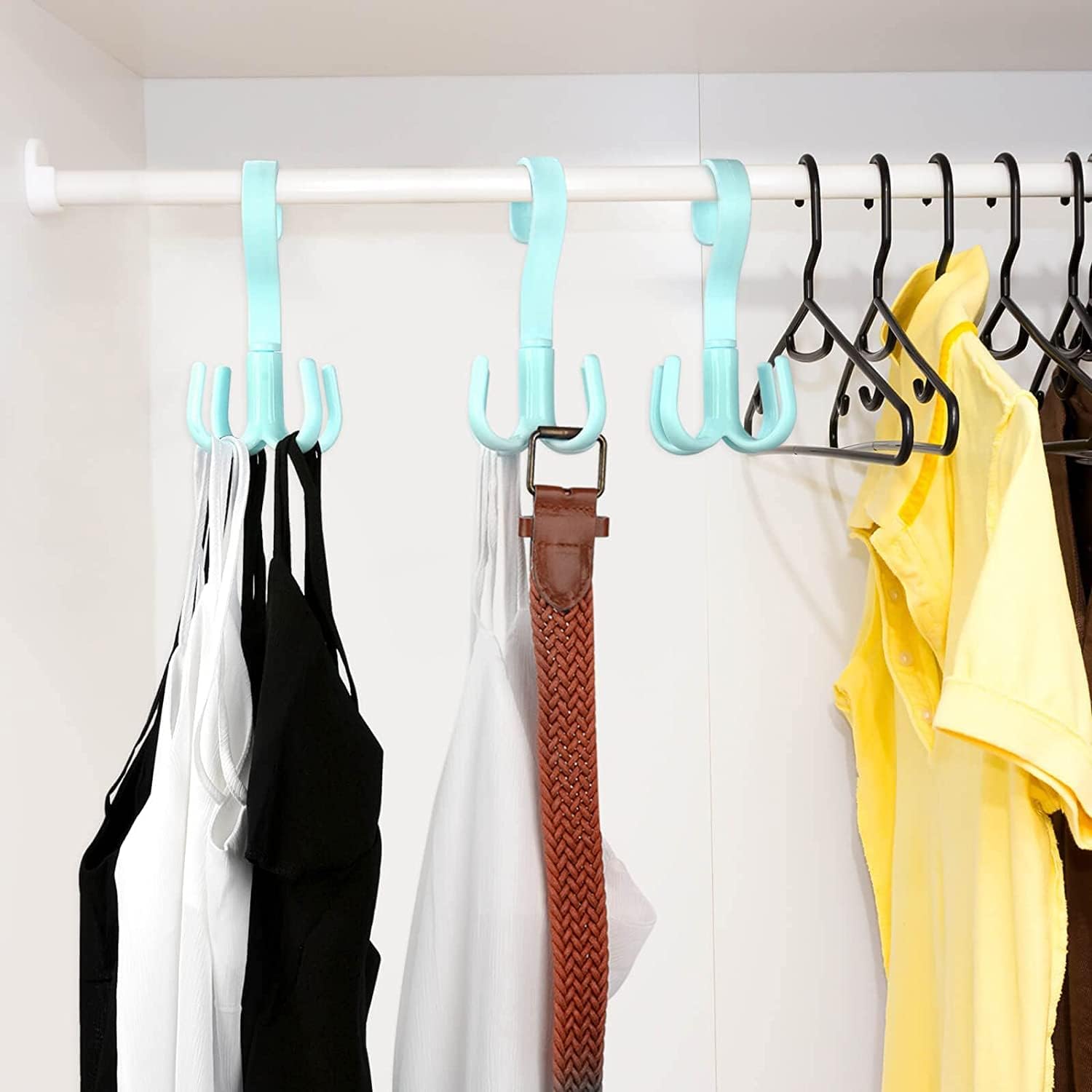 Mechdel 360 Degree Rotating Tie and Belt Hanger Scarf Tie Rack Holder Hook for Closet Organizer (Random Colors) (Pack of 3)
