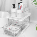 MECHDEL Tier Under Sink Organiser/Clear Bathroom Cabinets/Vanity Countertop Storage Container/Medicine Cabinet/Pull-Out Organization with Track for Pantry/Kitchen (2 Tier Under Sink Organiser)