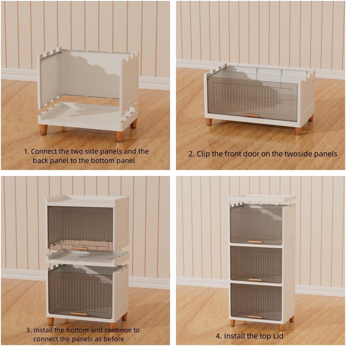 Mechdel Foldable Plastic Cupboard Rack for Clothes Storage - 1 Door Transparent Wardrobe (1PCS, 45 x 38 x 34 Cm)
