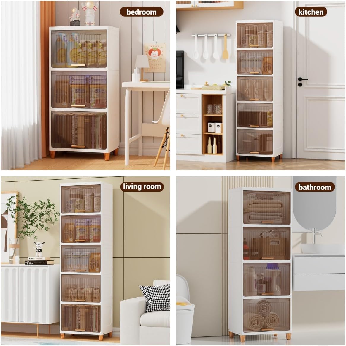 Mechdel Foldable Plastic Cupboard Rack for Clothes Storage - 1 Door Transparent Wardrobe (1PCS, 45 x 38 x 34 Cm)
