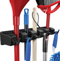 mechdel Mop Holder/Wall Mounted Wiper Holder/Storage Organizers/Drill-Free Broom Stick Stand for Home/Indoor-Outdoor (6 Hooks Mop/Broom Holder-Black, 1SET)