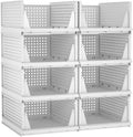 MECHDEL | Wardrobe Organizer For Clothes | Cupboard Organizer | Foldable Shirt Stacker Box | Cloth Box for Almirah | Closet Storage Basket |Plastic Stackable Closet Organizer (Pista Green, 4PCS)