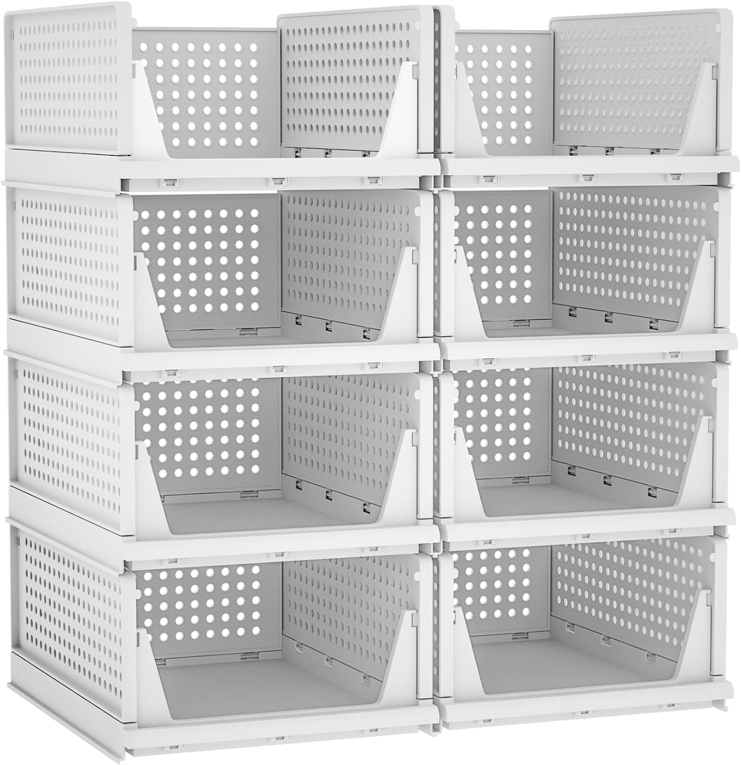 MECHDEL | Wardrobe Organizer For Clothes | Cupboard Organizer | Foldable Shirt Stacker Box | Cloth Box for Almirah | Closet Storage Basket |Plastic Stackable Closet Organizer (Pista Green, 4PCS)