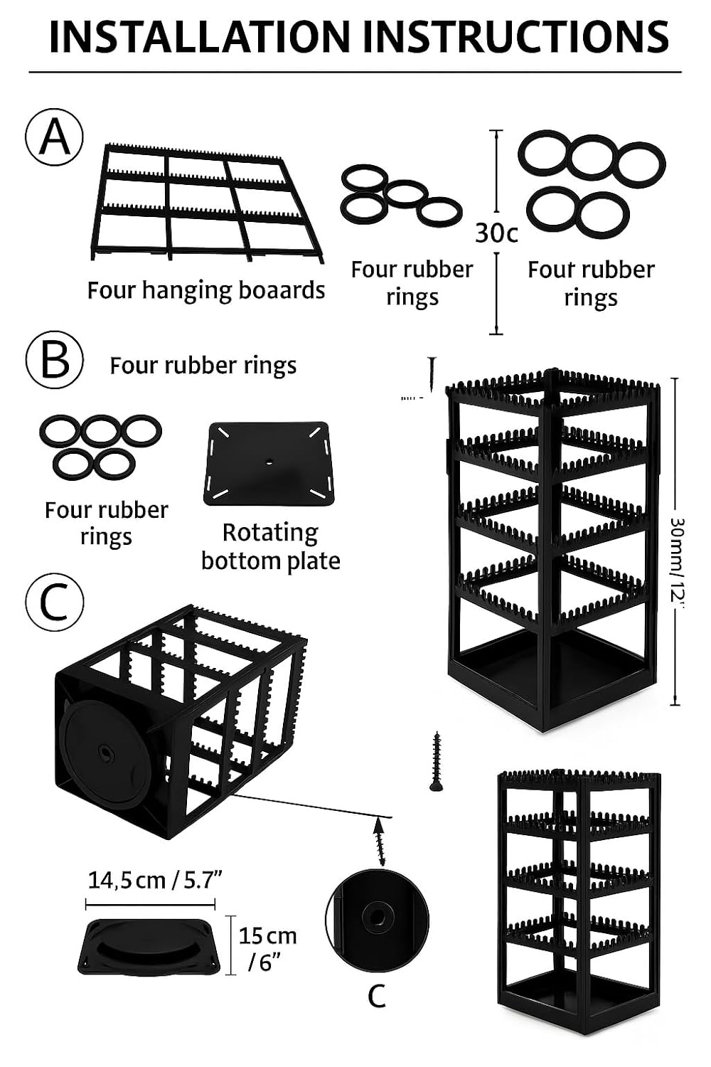 mechdel Plastic Rotating Earrings Stand Jewelry Display Organiser/Earrings Organiser/Jewellery Towers/Jewellery Stands/Earring Organizer Box/Chain Organiser (Rotating Earrings Organizer-Black, 1-SET)