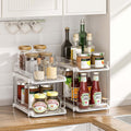MECHDEL Tier Under Sink Organiser/Clear Bathroom Cabinets/Vanity Countertop Storage Container/Medicine Cabinet/Pull-Out Organization with Track for Pantry/Kitchen (2 Tier Under Sink Organiser)
