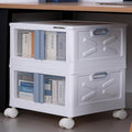 mechdel Stackable Storage Box with Wheels, Front Door Cabinet, Collapsible Organiser for Living Room, Bedroom, Books,cabinets for living room and book organiser (STORAGE BOX/WHEELS-WHITE, 1PCS)