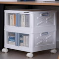 mechdel Stackable Storage Box with Wheels, Front Door Cabinet, Collapsible Organiser for Living Room, Bedroom, Books,cabinets for living room and book organiser (STORAGE BOX/WHEELS-WHITE, 1PCS)