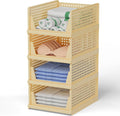 MECHDEL | Wardrobe Organizer For Clothes | Cupboard Organizer | Foldable Shirt Stacker Box | Cloth Box for Almirah | Closet Storage Basket |Plastic Stackable Closet Organizer (Pista Green, 4PCS)