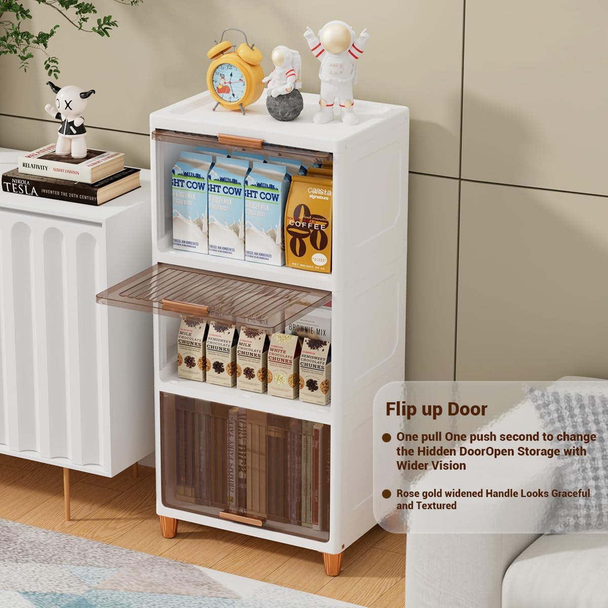 Mechdel Foldable Plastic Cupboard Rack for Clothes Storage - 1 Door Transparent Wardrobe (1PCS, 45 x 38 x 34 Cm)