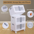 mechdel Collapsible Storage,Cabinet for Storage,Almari, Wardrobe, Cupboard Rack Living Room,Storage Cupboard | Clothes Organizer Rack, 2 Door Cabinet (STORAGE BIN/WHEEL-White, 4PCS)