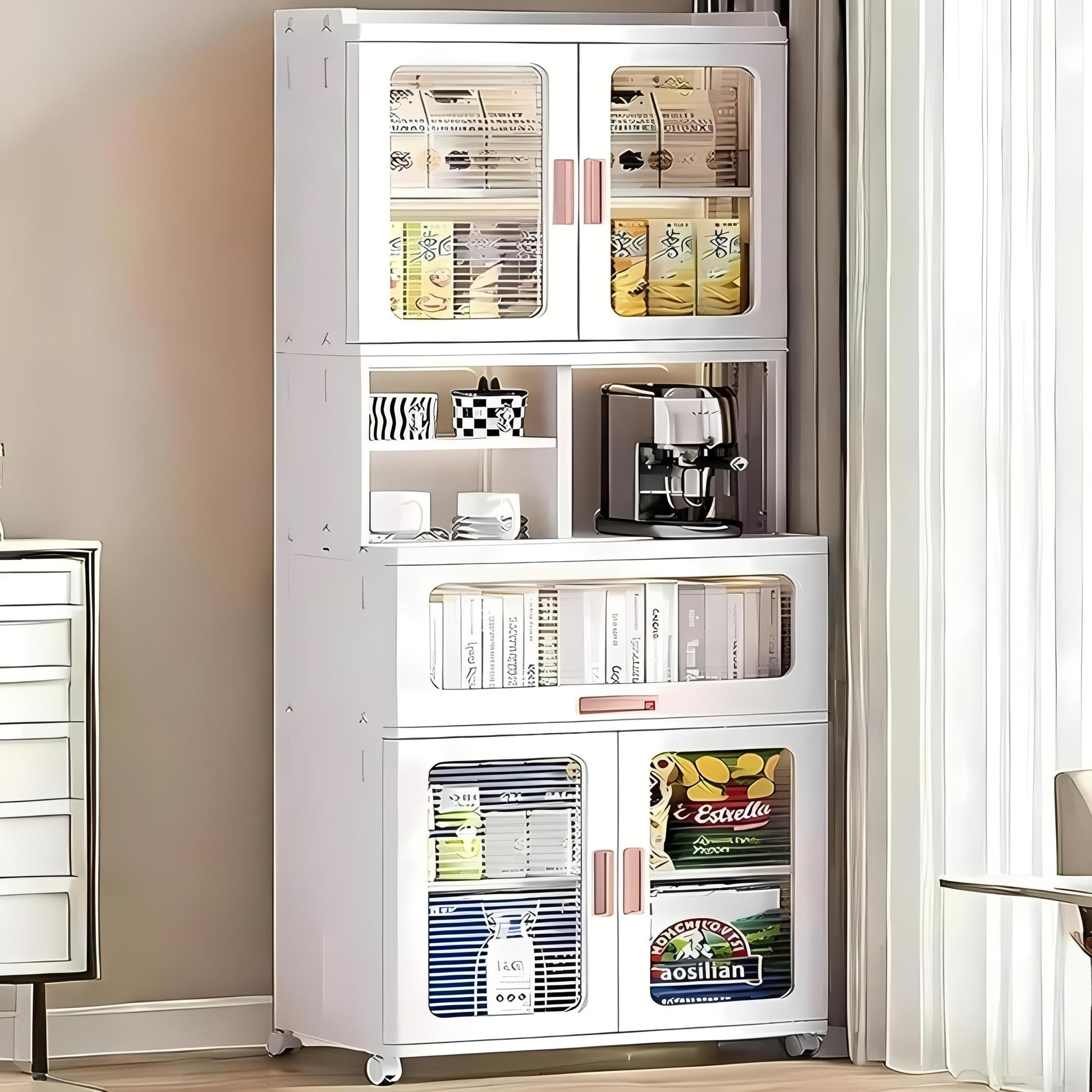Mechdel Foldable Plastic Cupboard Rack for Clothes Storage - 1 Door Transparent Wardrobe (1PCS, 45 x 38 x 34 Cm)