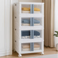 mechdel Stackable Storage Box with Wheels, Front Door Cabinet, Collapsible Organiser for Living Room, Bedroom, Books,cabinets for living room and book organiser (STORAGE BOX/WHEELS-WHITE, 1PCS)