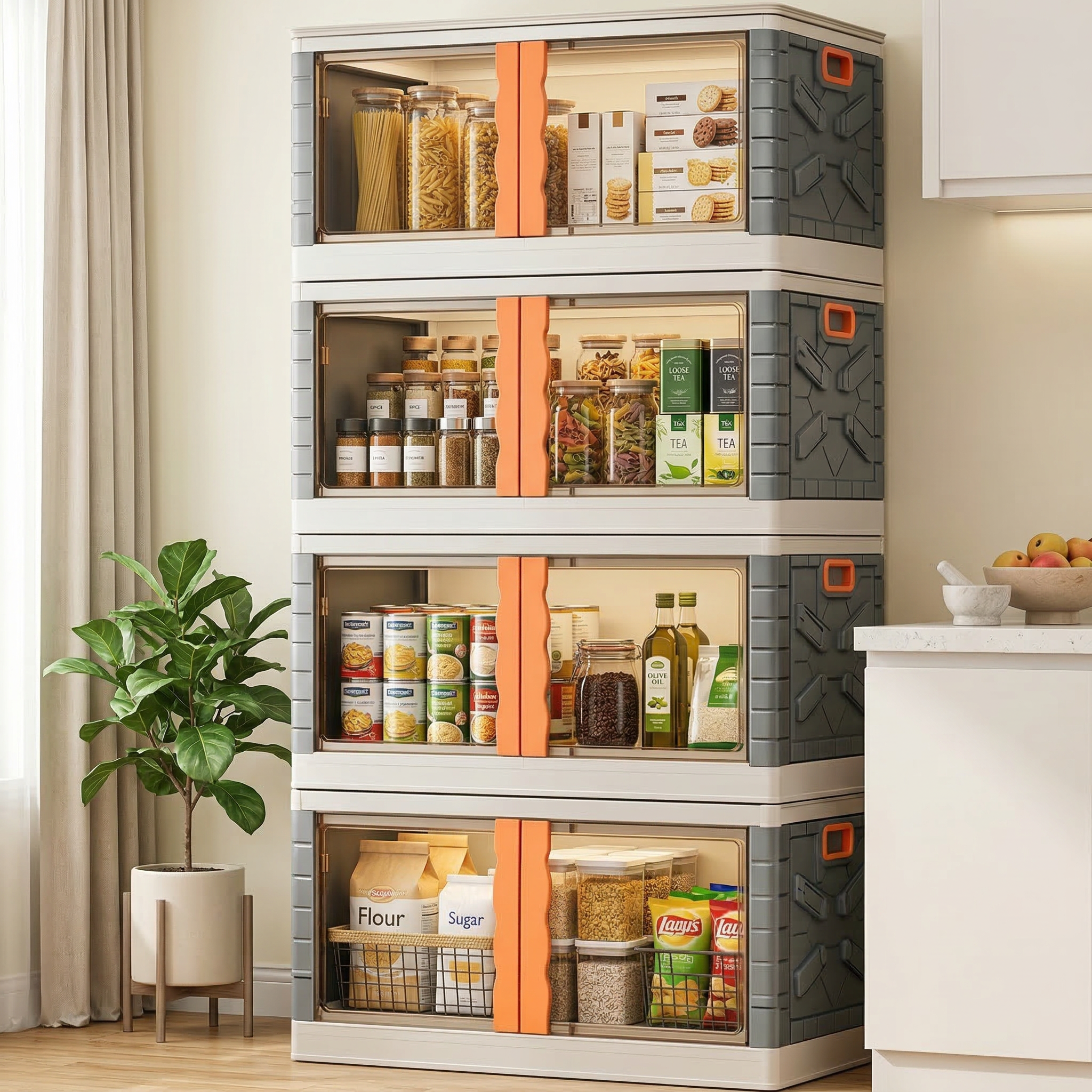 Mechdel Clothes Organizer Rack, 2 Door Storage Bin