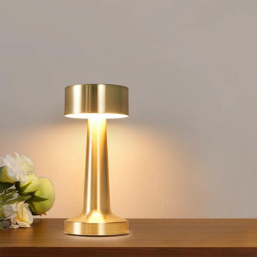 Table Lamp for Bedroom and Living Room, 3 Colour Touch Control, Stepless Dimming, 2000 mAh Battery (Gold LAMP, 1PCS)
