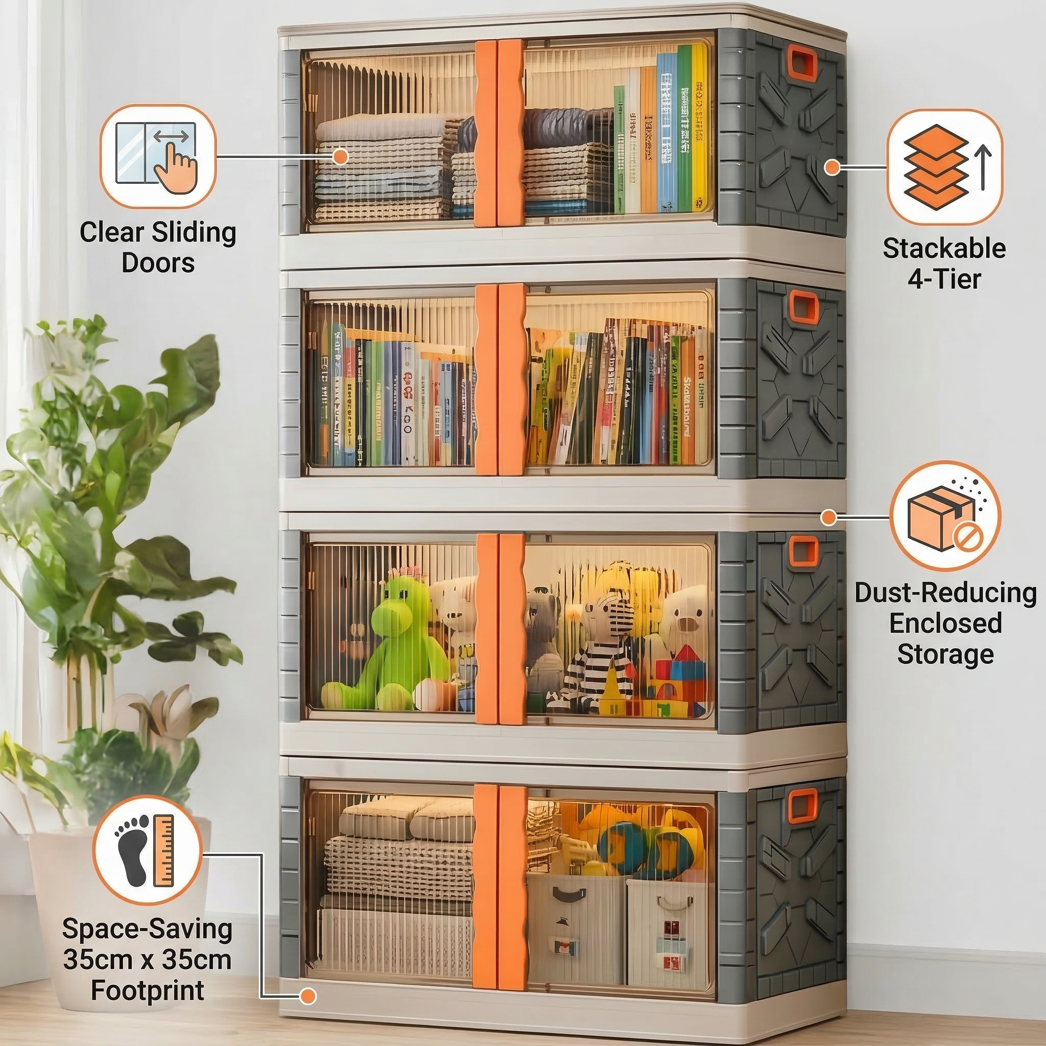 Mechdel Clothes Organizer Rack, 2 Door Storage Bin