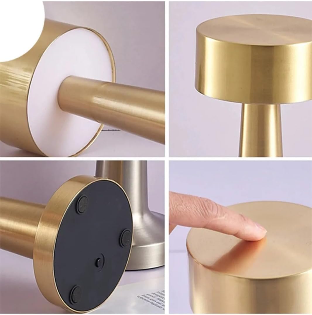 Table Lamp for Bedroom and Living Room, 3 Colour Touch Control, Stepless Dimming, 2000 mAh Battery (Gold LAMP, 1PCS)