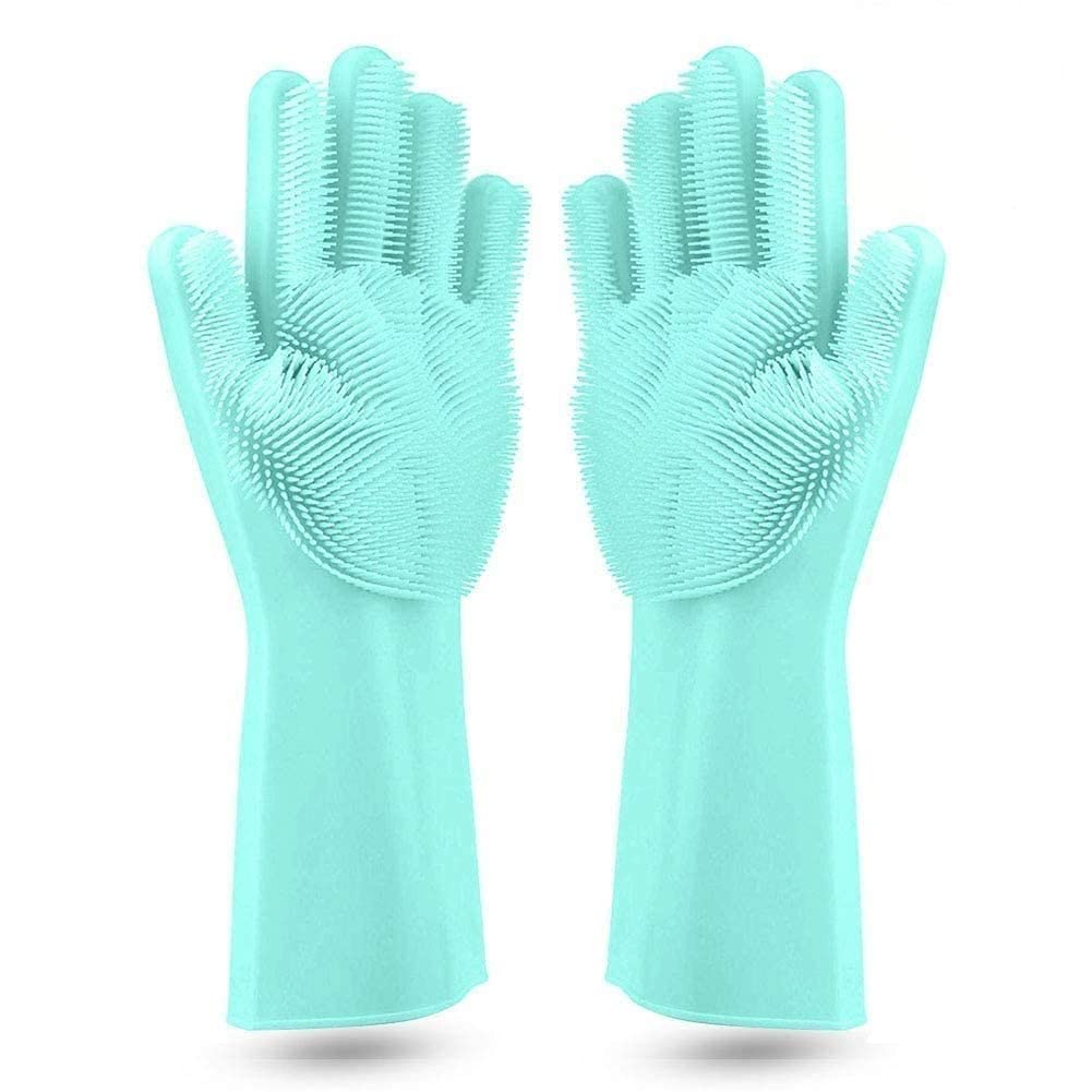 Gloves for Washing Dishes/Hand Gloves for Kitchen/Kitchen Gloves for Dishwashing/Dish Washing for Women/Cleaning/Rubber Scotch/Home Essentials Product/Silicone/cooking/Bathroom/Car-Multicolour