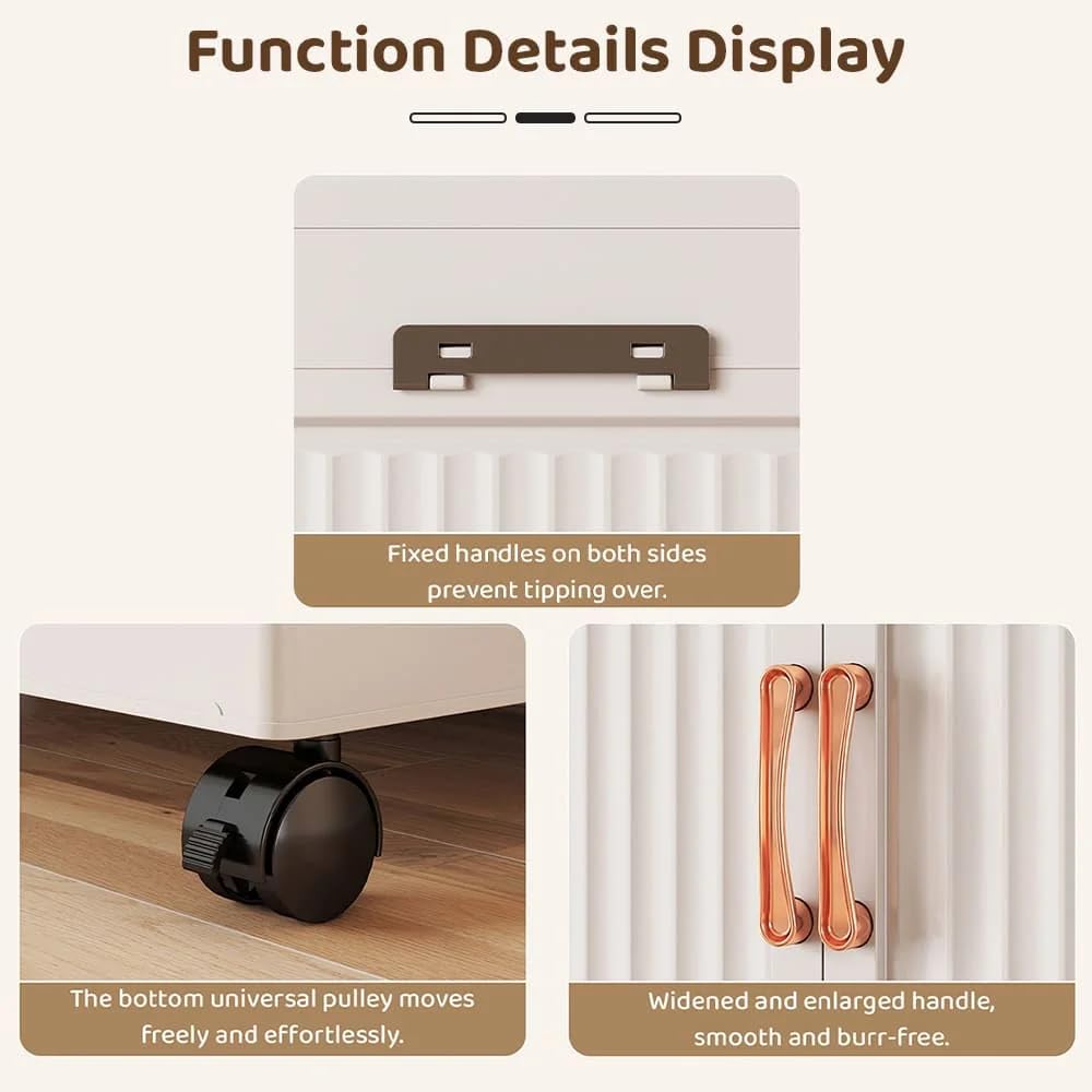 4-Door Plastic Wardrobe for Kids| Almirah and Wardrobe for Baby Clothes| Modular Storage Cabinet with Wheels| Kids Multi-Purpose Collapsible Wardrobe for Shoes/Books/Toy- White