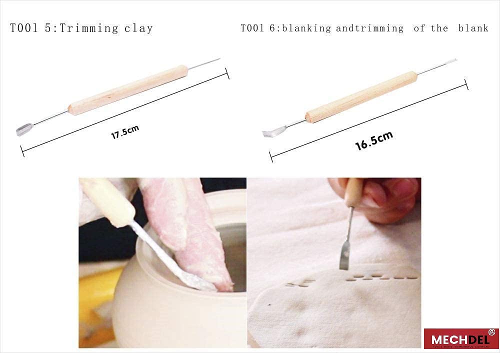 Mechdel 11-Piece Clay Tools Set, Metal Tipped Clay Sculpting Tools with Wood Handles, Ideal for Cleaning and Creating Decorative Effects on Clay Surfaces