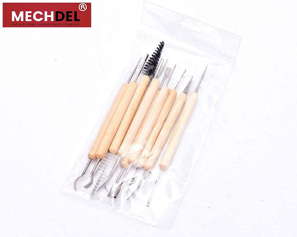 Mechdel 11-Piece Clay Tools Set, Metal Tipped Clay Sculpting Tools with Wood Handles, Ideal for Cleaning and Creating Decorative Effects on Clay Surfaces