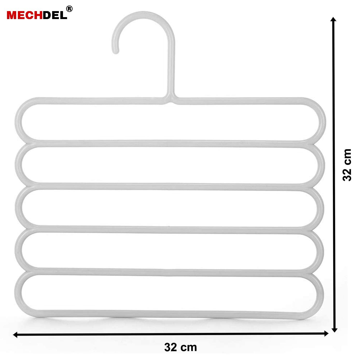 Mechdel 5 Layer Pants Clothes Hanger Wardrobe Storage Organiser Rack, 32l x 1b x 33h cm (Assorted Colour) (3)