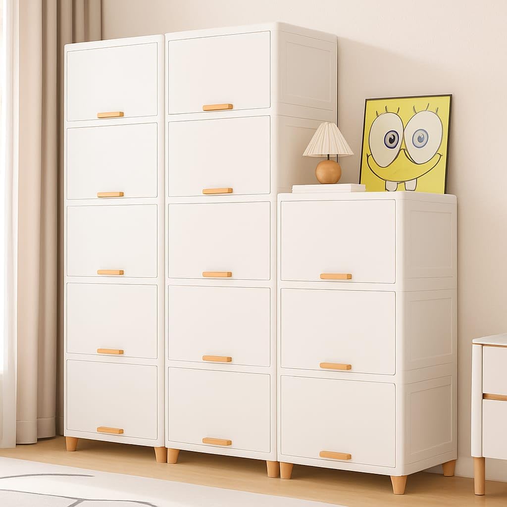 Mechdel Foldable Plastic Cupboard Rack for Clothes Storage - 1 Door Transparent Wardrobe (1PCS, 45 x 38 x 34 Cm)