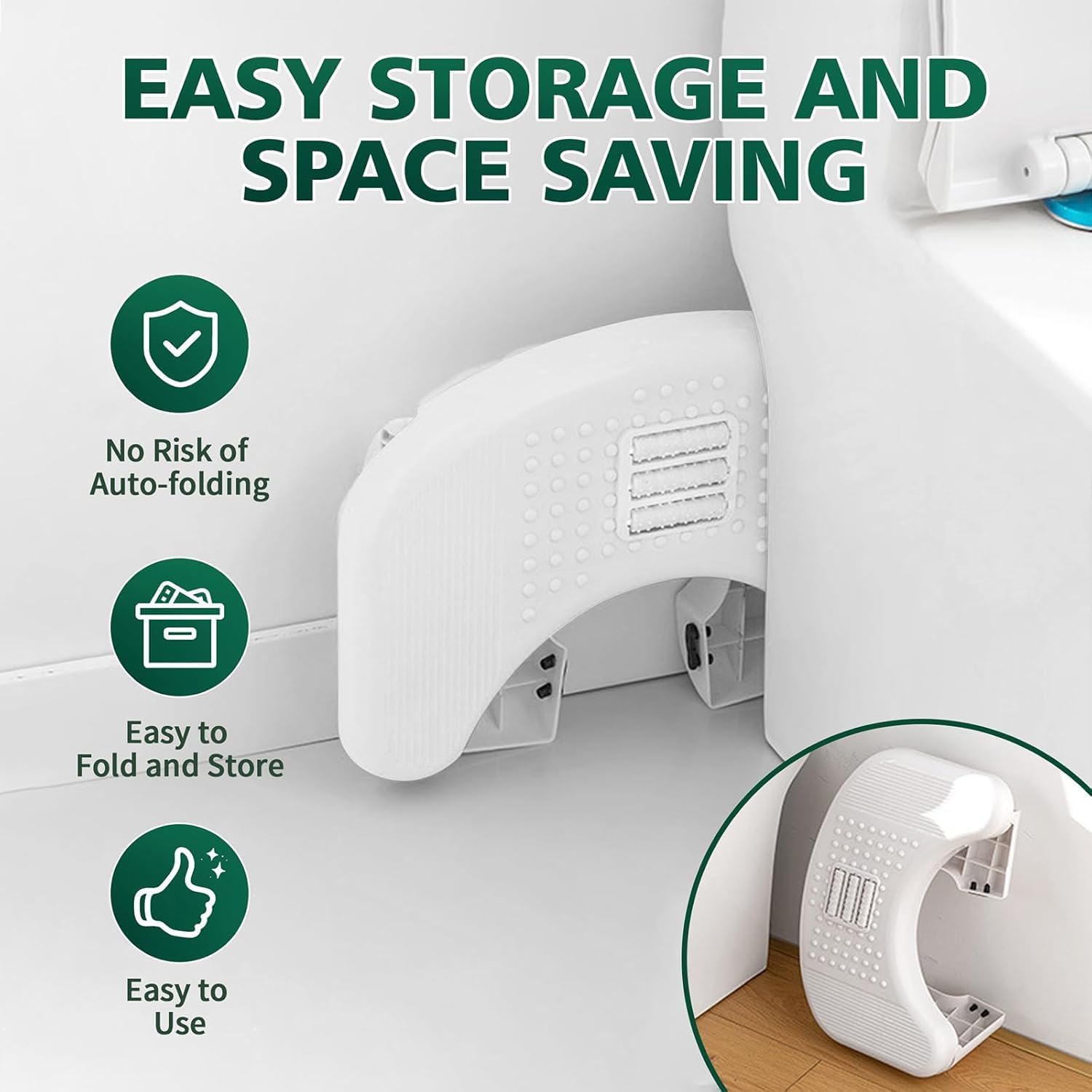 MECHDEL Toilet Squat Stool | Squat Potty | Foot Stool | Step Stool | Potty Stool for Adults | Western Toilet | Scientific Angle | Anti-Slip Stool (White, Foldable : Toilet Stool)