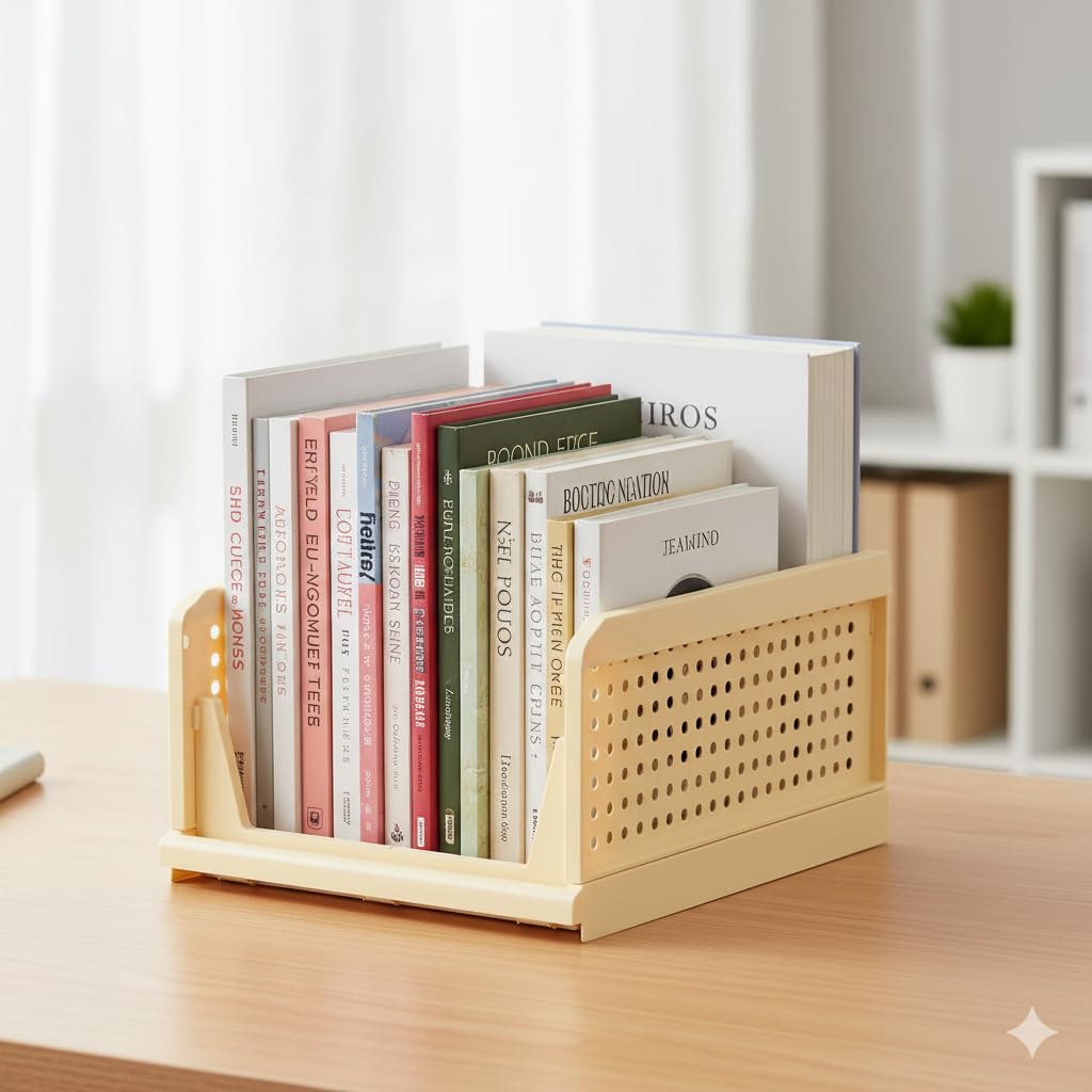 MECHDEL | Wardrobe Organizer For Clothes | Cupboard Organizer | Foldable Shirt Stacker Box | Cloth Box for Almirah | Closet Storage Basket |Plastic Stackable Closet Organizer (Ivory Yellow, 4PCS)