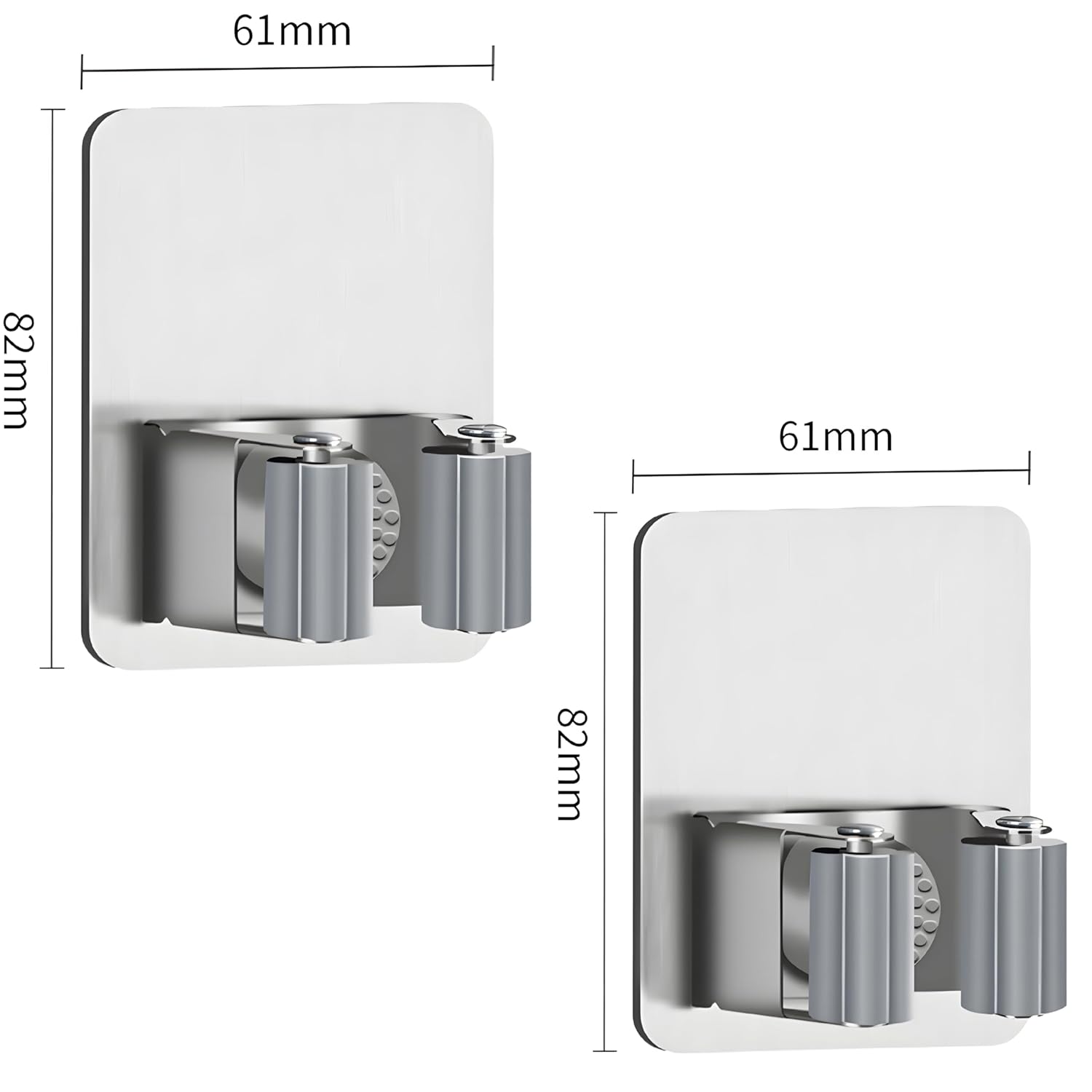 2 Piece Self Adhesive Mop Holder/Wall Mounted Wiper Holder/Storage Organizers/Drill-Free Broom Stick Stand for Home/Indoor-Outdoor/Garage/Commercial/Bathroom Essentials/Umbrella(Grey)