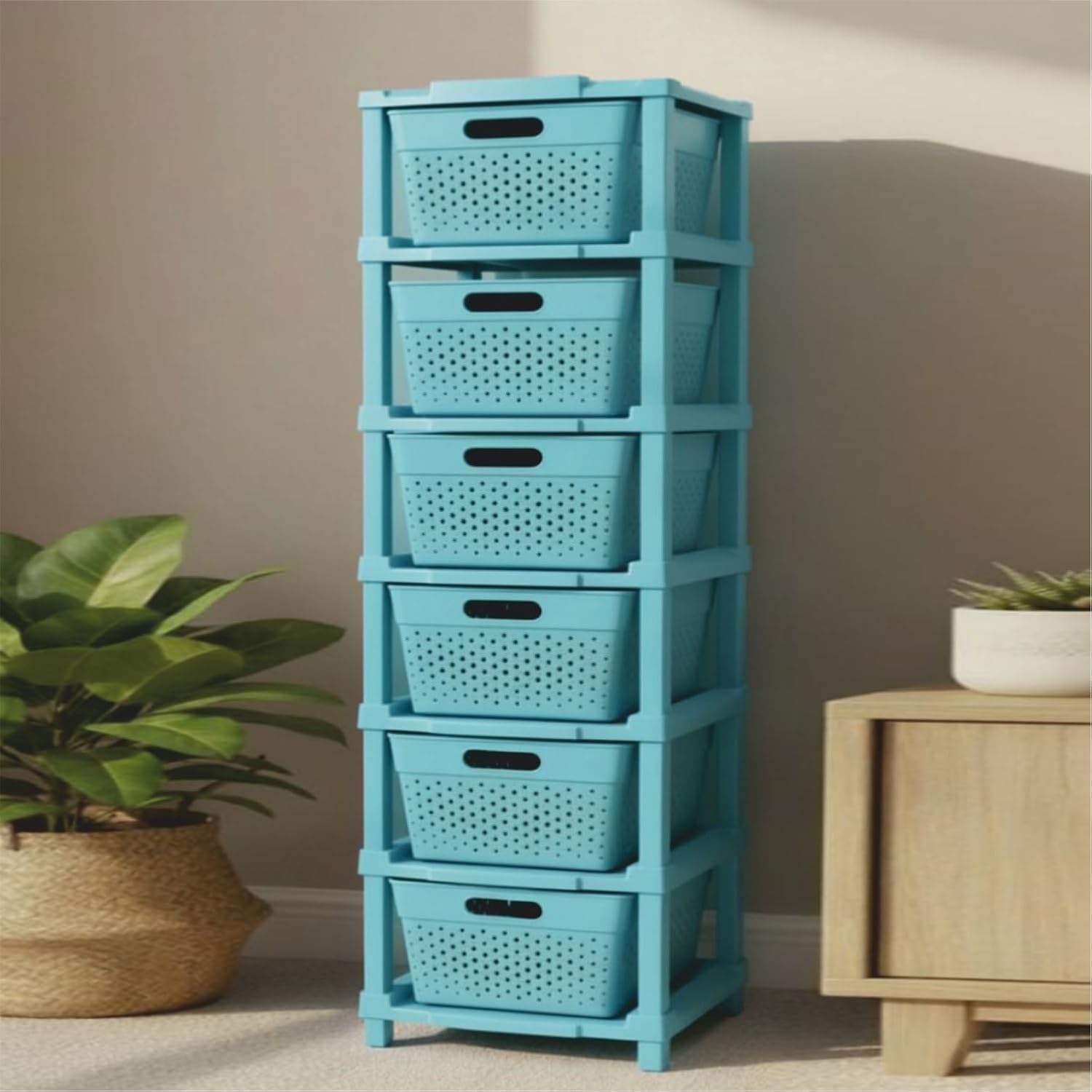 JD FRESH 6-Tier Plastic Storage Cabinet Organizer/Modular Plastic Drawer System for Home, Office, Hospital, Parlor, School, Doctors, and Kids' Rooms/Modular Kitchen & Toy Organizer (GREY)