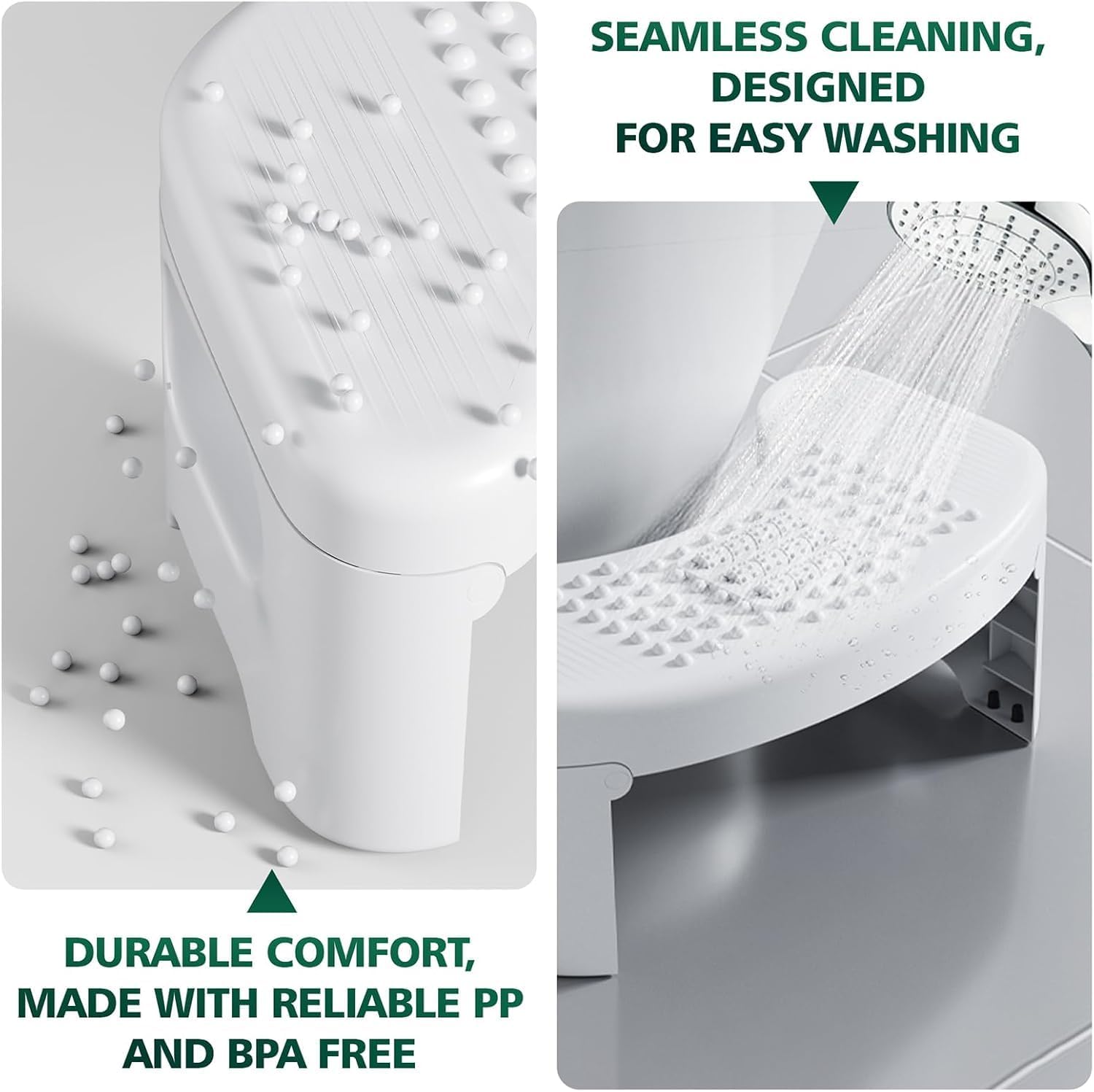 MECHDEL Toilet Squat Stool | Squat Potty | Foot Stool | Step Stool | Potty Stool for Adults | Western Toilet | Scientific Angle | Anti-Slip Stool (White, Foldable : Toilet Stool)