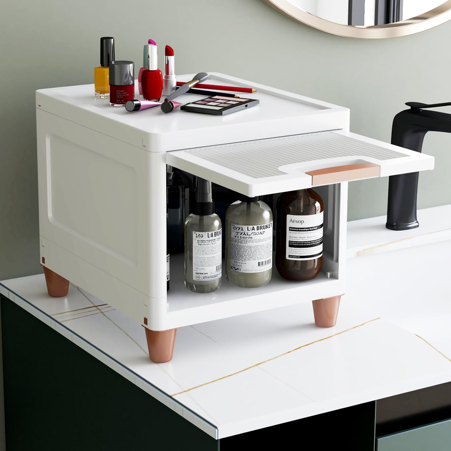 JD FRESH 3 Tier Foldable Organizer for Clothes/Modular Kitchen Storage Rack/Multipurpose Almirah for Bedroom/Wardrobe for Cloth/Space Saving Closet for Living Room/Stackable Cabinet for Home(White)