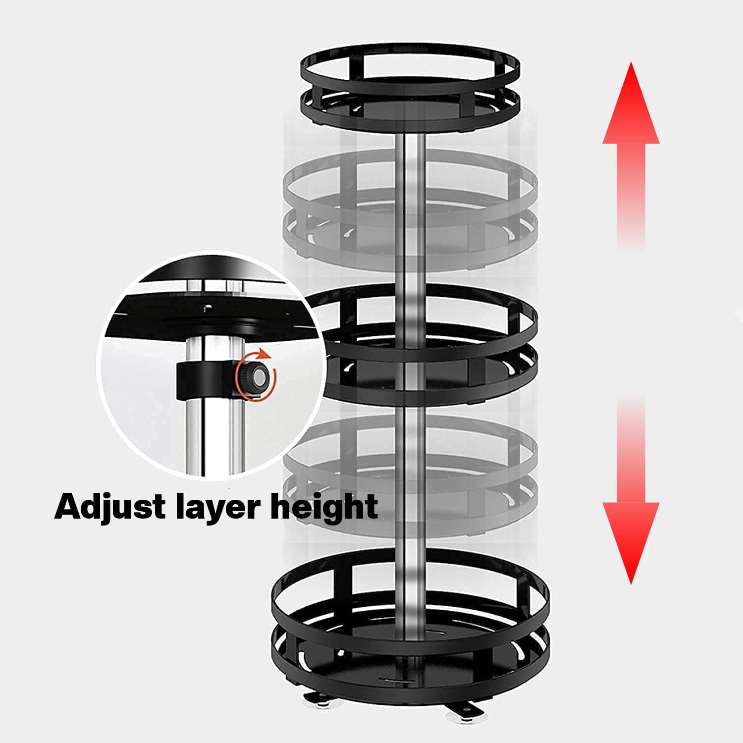 JD FRESH 2-Tier 360° Rotating Spice Rack Organiser/Multifunctional Spice Rack/Table Top Storage Rack/Non-Slip Spice Holder Organizer for Kitchen/Living Room- (Black, Round)