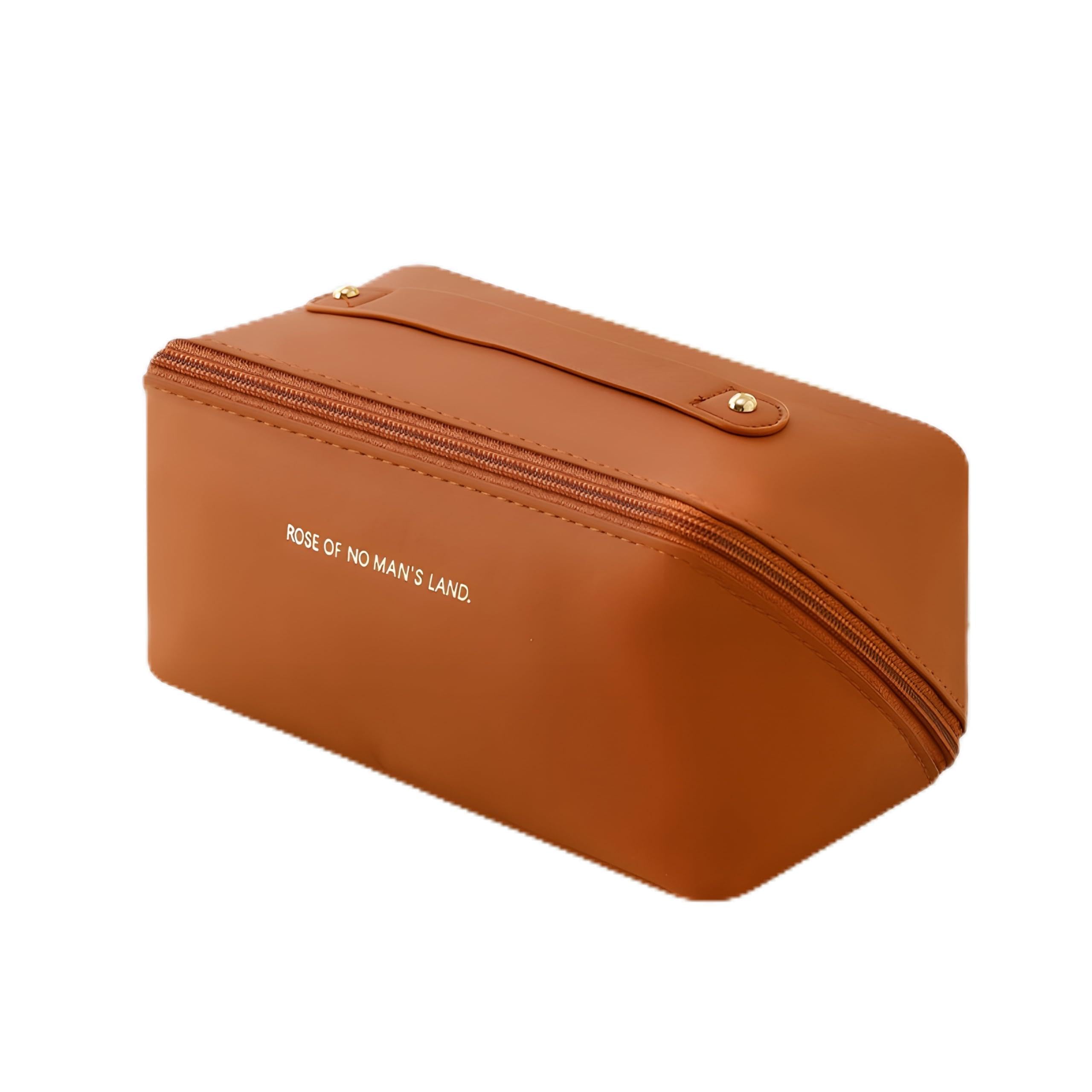 Makeup Pouch Bag Travel Makeup Bag Leather Makeup Organizer Bag/Cosmetic Pouch for Women/Travel Toiletry Bag/Large Capacity Cosmetic Bags Women/Waterproof Portable Pouch Toiletry Bag (Pink)