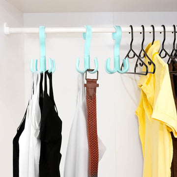 Mechdel 360 Degree Rotating Tie and Belt Hanger Scarf Tie Rack Holder Hook for Closet Organizer (Random Colors) (Pack of 4)