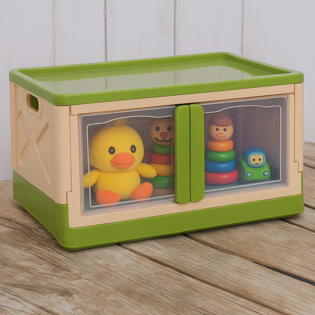 mechdel Collapsible Storage,Cabinet for Storage,Almari, Wardrobe, Cupboard Rack Living Room,Storage Cupboard | Clothes Organizer Rack, 2 Door Cabinet (STORAGE BIN/WHEEL-White, 4PCS)