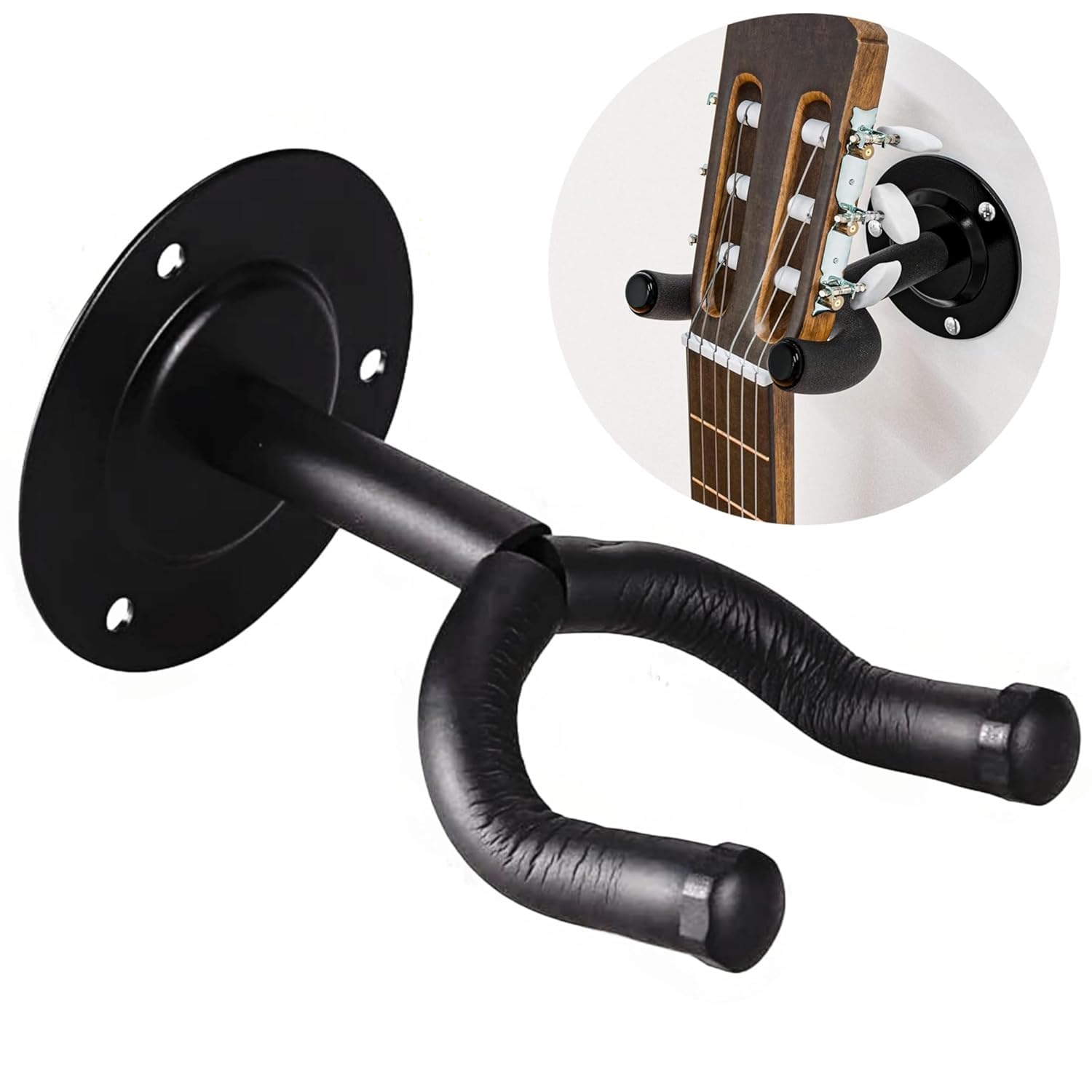 mechdel Auto Locking Guitar Wall Mount Hanger, for Acoustic, Classical, Electric, Bass Guitars and Ukuleles (Metallic Guitar Hanger)