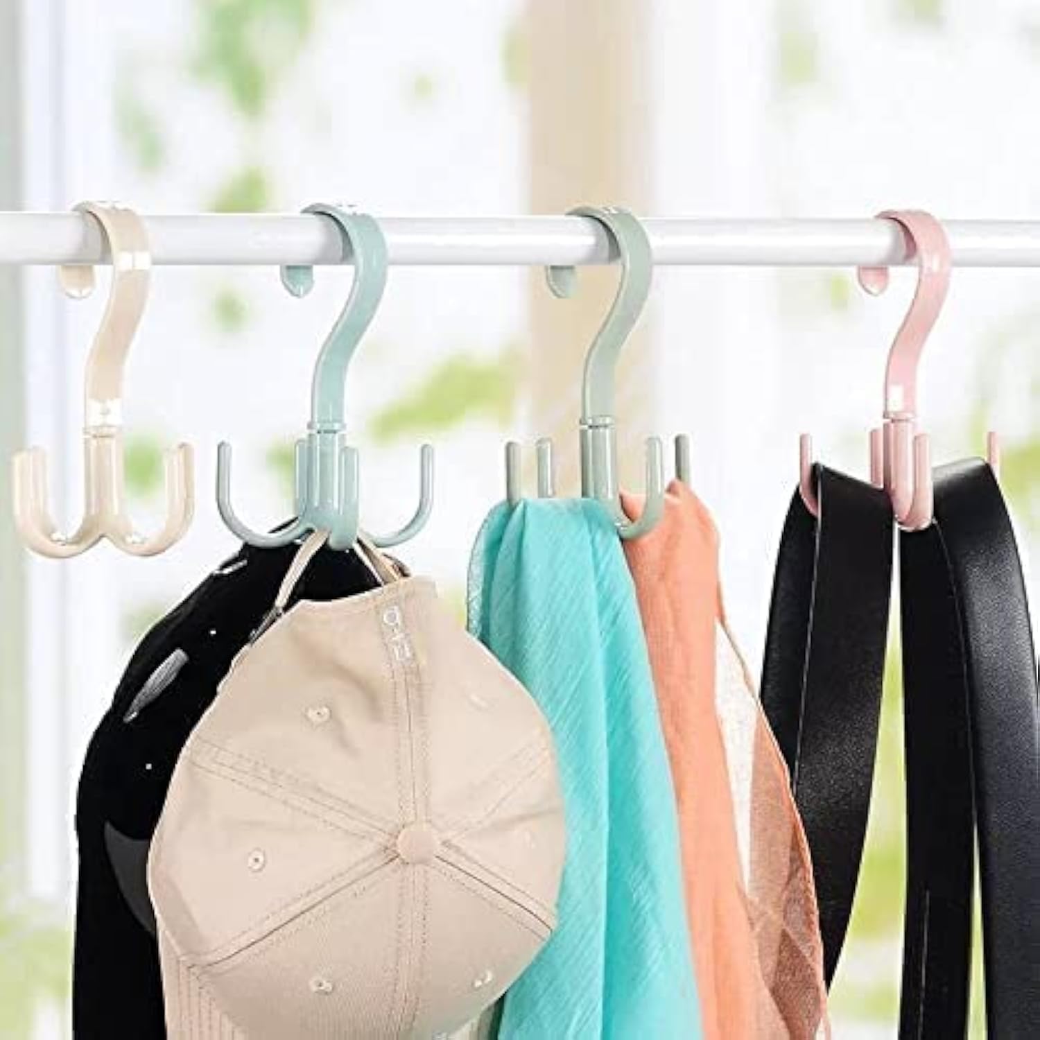 Mechdel 360 Degree Rotating Tie and Belt Hanger Scarf Tie Rack Holder Hook for Closet Organizer (Random Colors) (Pack of 3)