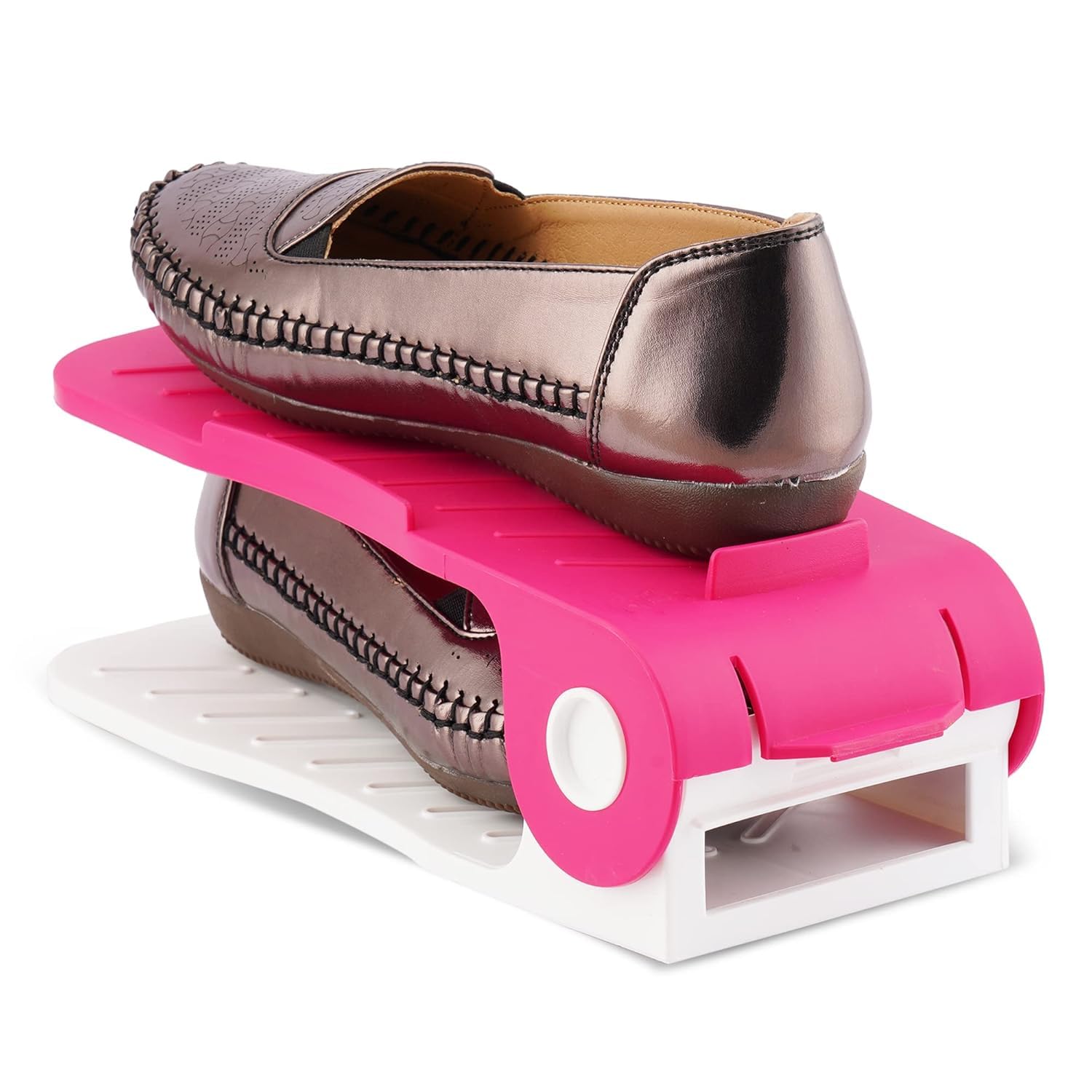 mechdel Adjustable Height Shoe Organizer/Organiser/Shoe Shelf/Rack/Space Saver – Dual Layer Plastic Shoe Stand for Home, Closet & Entryway (Blue, 12PCS)