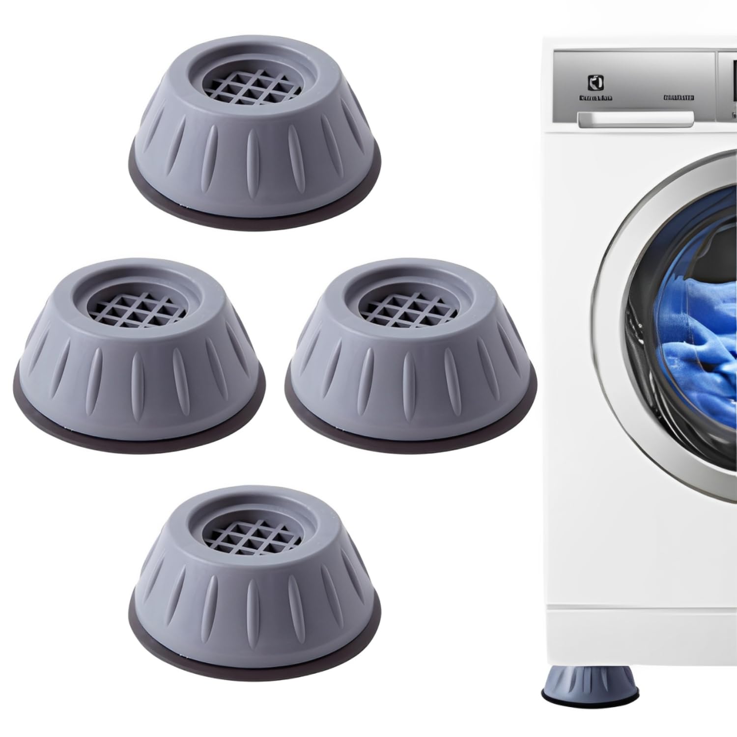 JD FRESH Washing Machine Vibration Pads/Bracket Base for Washing Machine/Refrigerator Stand with Height Adjustment Feet/Washing Machine Stand/Floor Trays/Stands with Anti-Slip Rubber (Blue-4 Pcs Set)