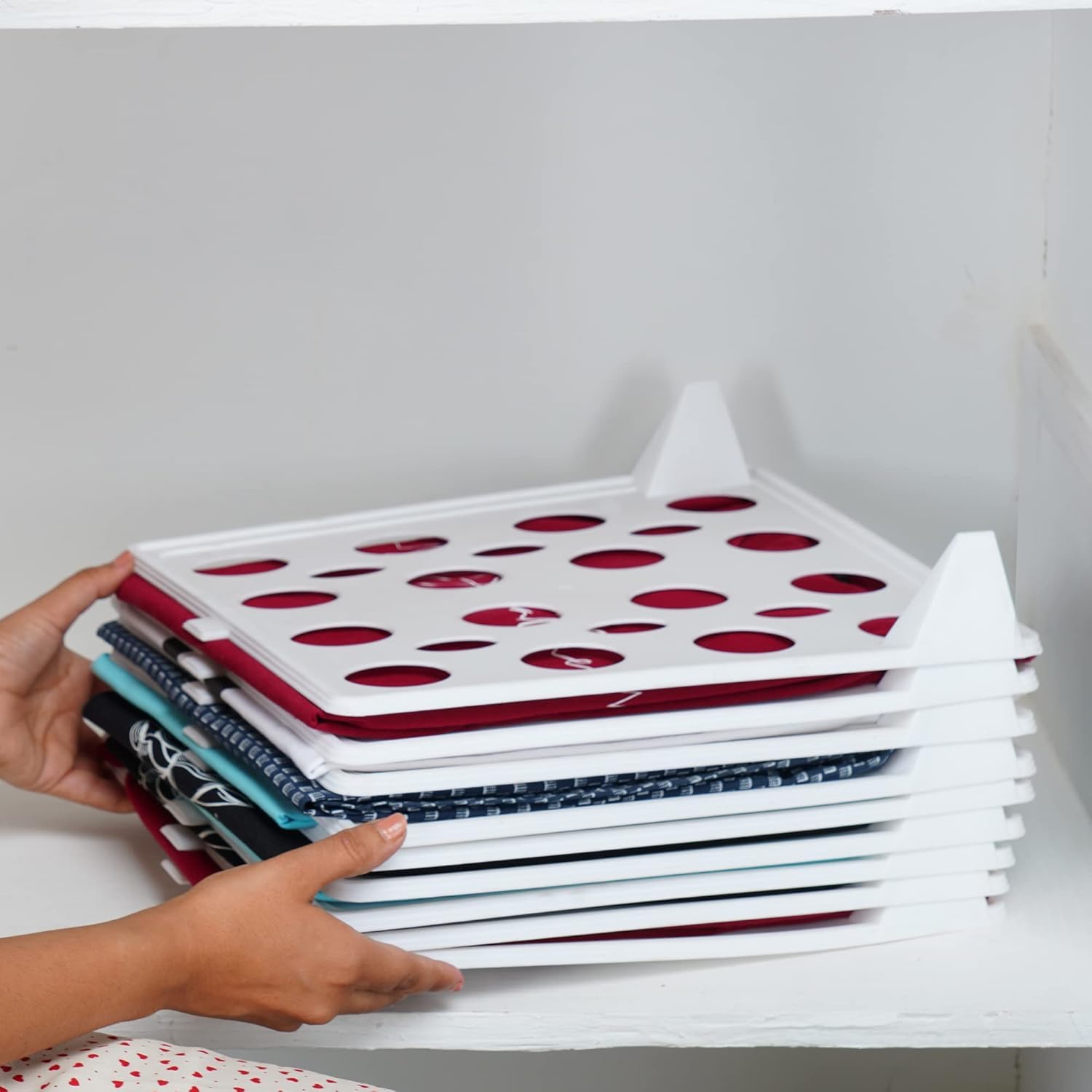 mechdel Effortless Closet Organizer/Shirt Organizer for Men/T Shirt Organizer/Sare Organiser/jeans/pants/iron clothe tray/Folding Board for Shirts (WHITE, 20PCS)