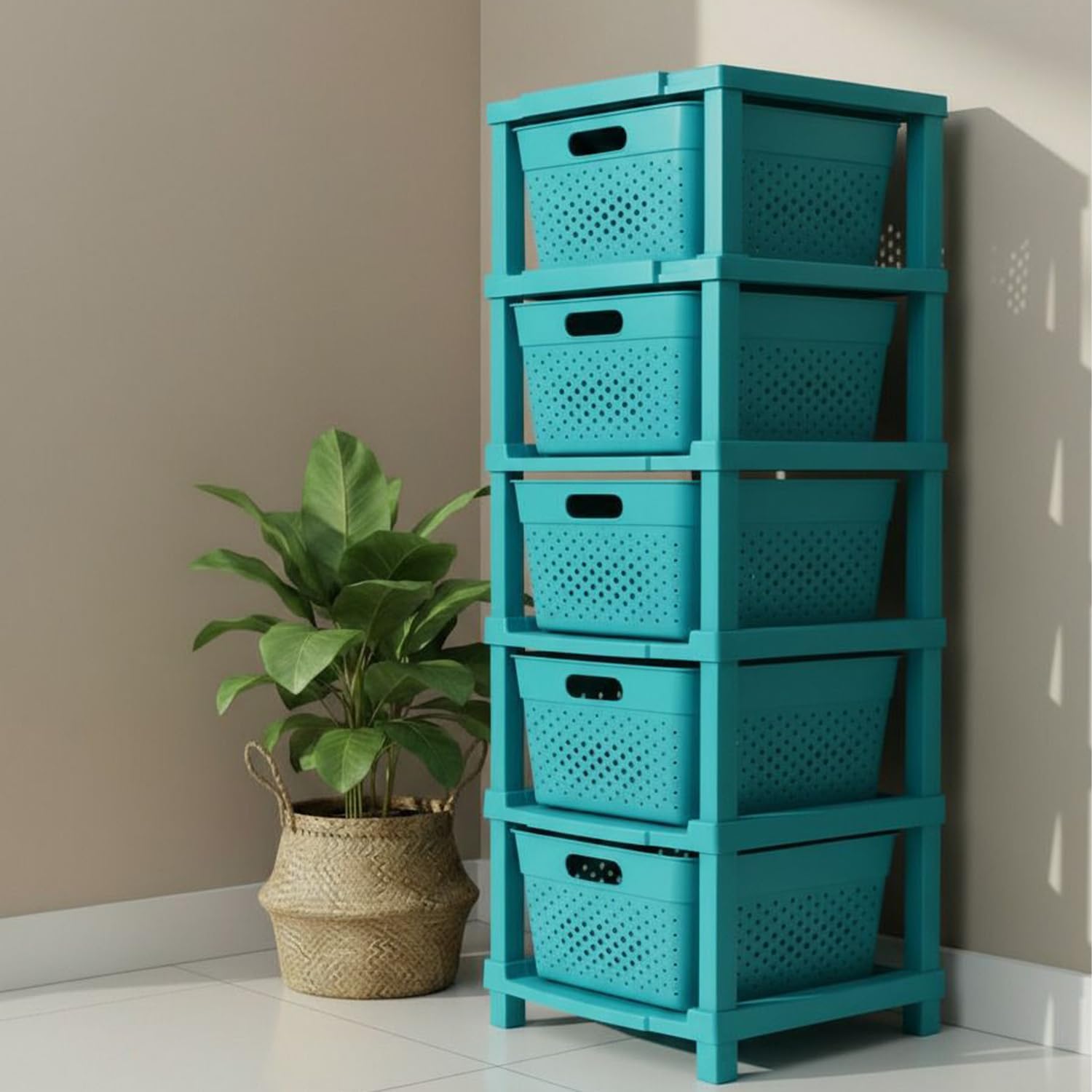 JD FRESH 6-Tier Plastic Storage Cabinet Organizer/Modular Plastic Drawer System for Home, Office, Hospital, Parlor, School, Doctors, and Kids' Rooms/Modular Kitchen & Toy Organizer (GREY)