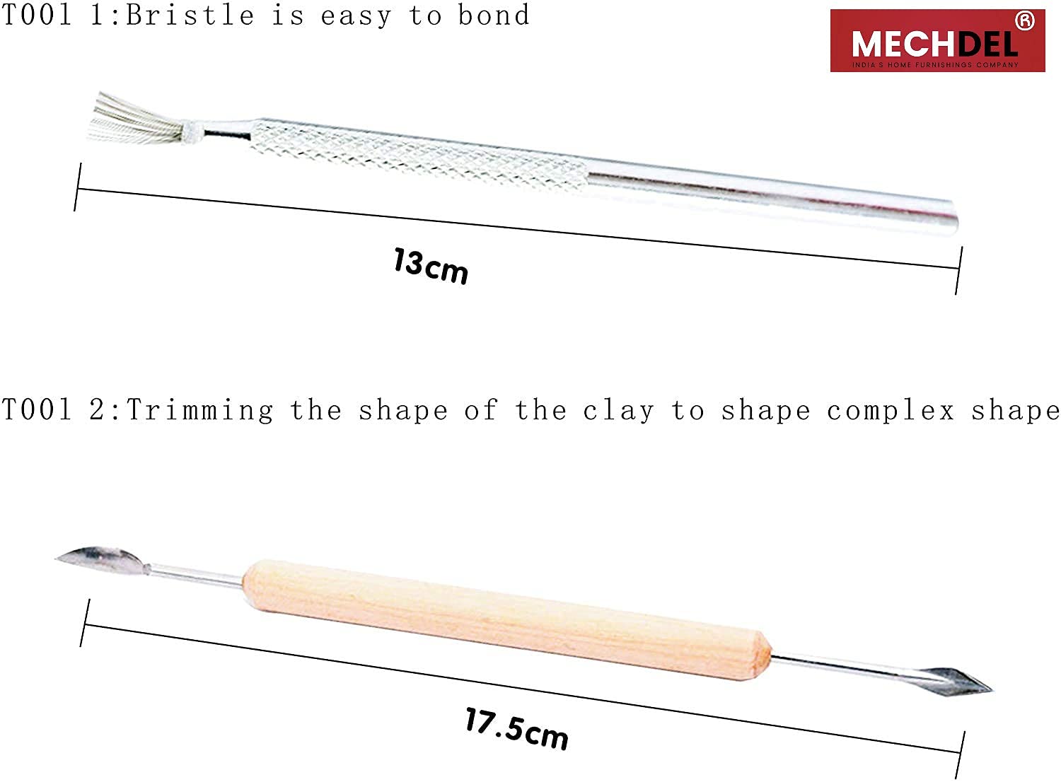 Mechdel 11-Piece Clay Tools Set, Metal Tipped Clay Sculpting Tools with Wood Handles, Ideal for Cleaning and Creating Decorative Effects on Clay Surfaces