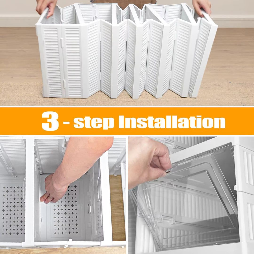 3-Layer Foldable Shoe Organizer Storage Box/Collapsible Shoe Rack/Foldable Closet for Living Room,Study,Bedroom, Bathroom/Storage Organizer for Shoe Boots,Slippers,Sneakers,Books(White)