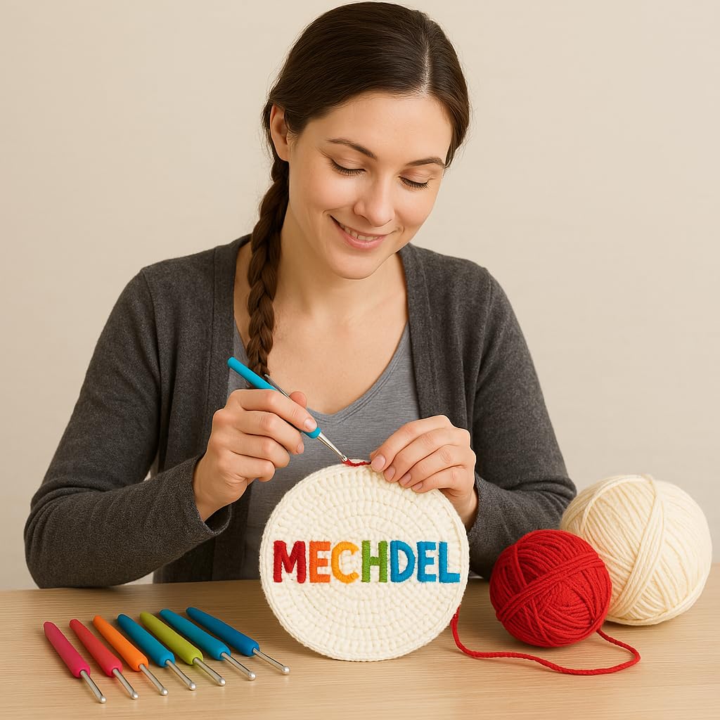 MECHDEL 8 Pcs Hooks Set,Small Hooks,Lace Crochet Hooks Set,Ergonomic Handle Lace Hooks Set for Arthritic Hands, Hook, Knitting Kit, Needle Set