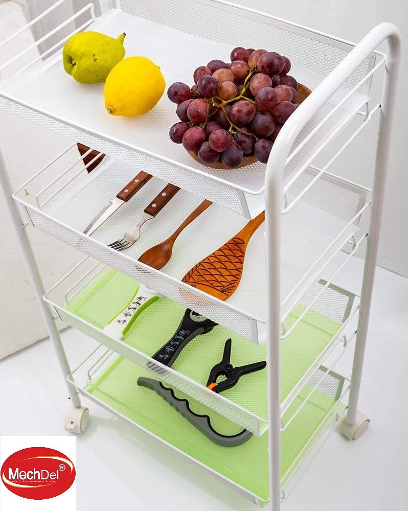 Mechdel Non-Slip Mat Roll/Waterproof Liner/Kitchen Organizer Mat/Durable Cabinet Mat/Shelf Protector Mat/PVC/Drawer Organizer Mat/Fridge Mat/Table Mat/,(45cm X 500cm) (Transparent White)