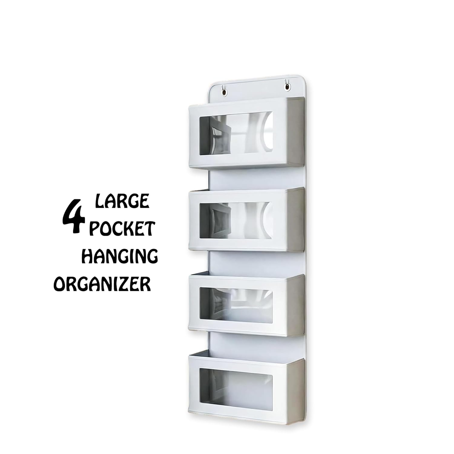 mechdel Over the Door Organizer with Large Pockets, Anti-Tilt Hanging Storage for Bedroom, Closet, Bathroom, Pantry, Nursery (WHITE, 4LAYER-DOOR HANGER)