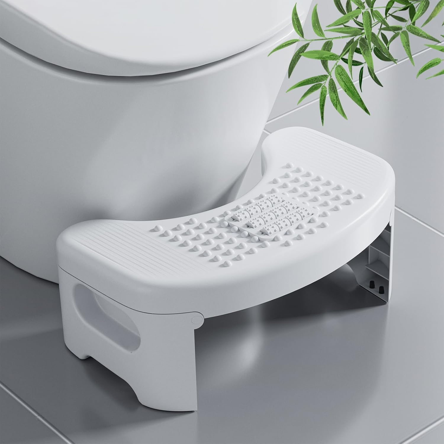 MECHDEL Toilet Squat Stool | Squat Potty | Foot Stool | Step Stool | Potty Stool for Adults | Western Toilet | Scientific Angle | Anti-Slip Stool (White, Foldable : Toilet Stool)