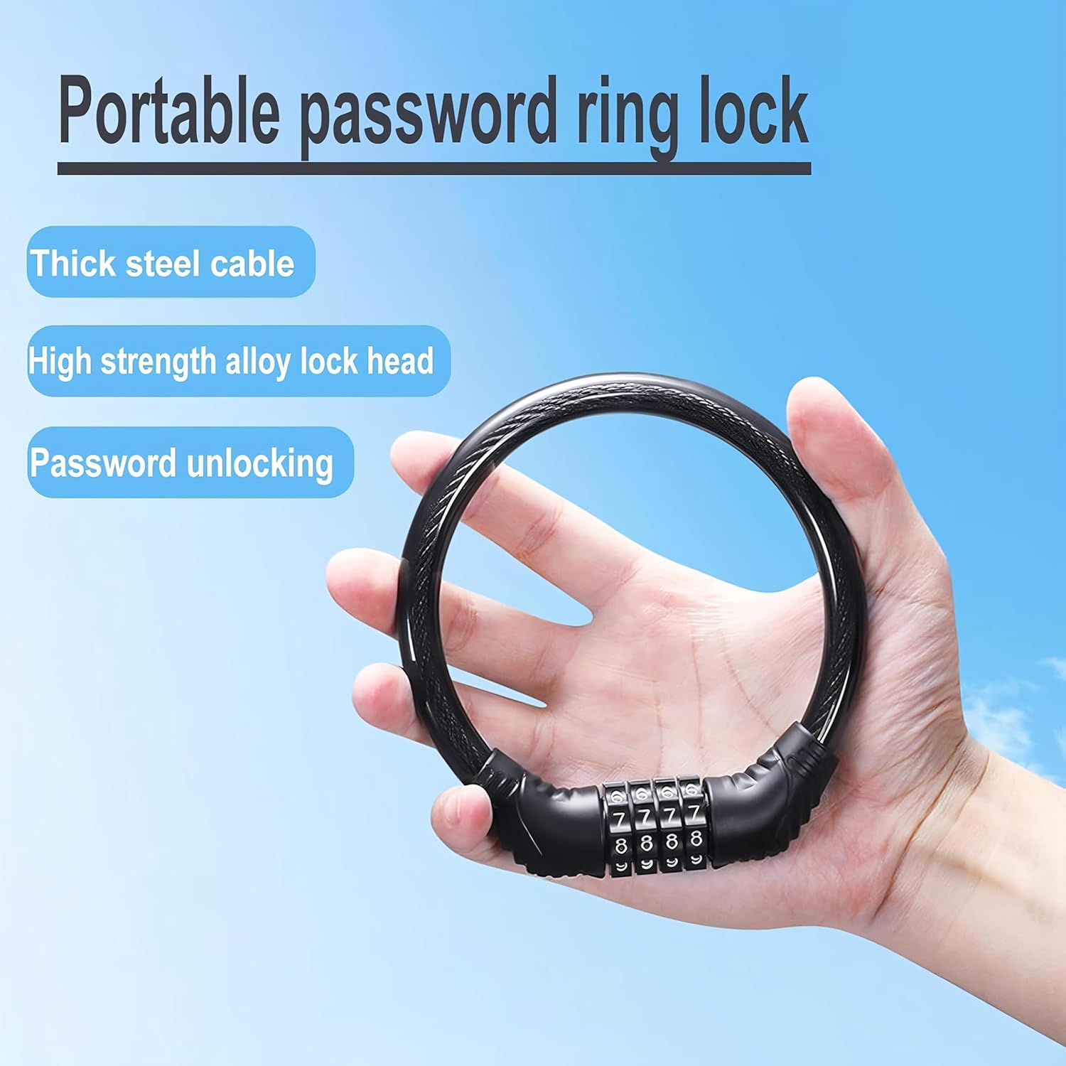 Bike Lock Bicycle Cable High Security Resettable Combination Coiling Bicycle Lock Heavy Duty Anti Theft Cable with Mounting Bracket (Keyless Numeric Bike Cable Lock, 40CM Multi-Purpose Lock)
